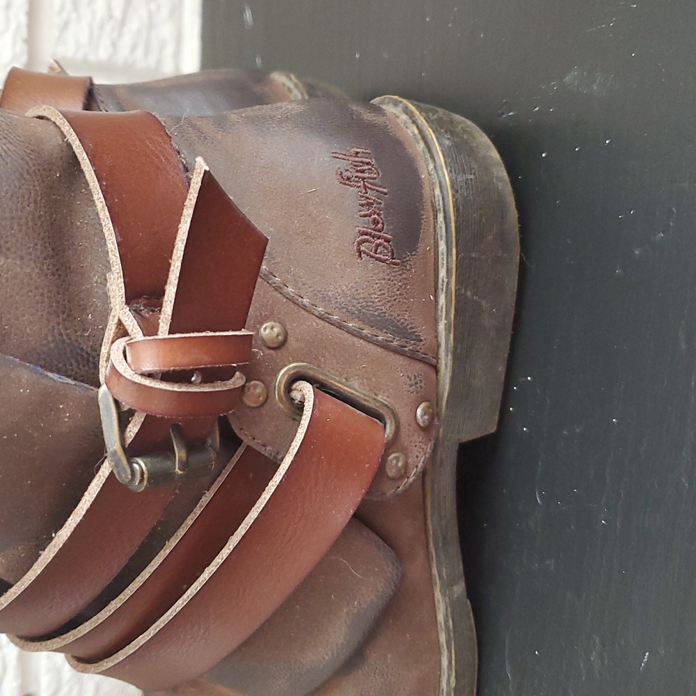 BLOWFISH ALIAS GRAY Leather BOOTIES ANKLE Strap Boho Festival BOOTS WOMENS US 6 - Picture 7 of 10